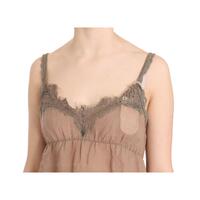 Brown Lace Spaghetti Strap Plunging Top Blouse 44 IT Women thumbnail