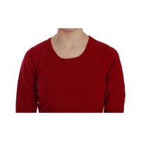 MILA SCHON Women's Red Round Neck Pullover Cashmere Sweater - S thumbnail