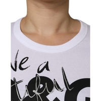 Dolce & Gabbana Women's White Cotton Logo Print Round Neck T-shirt - 42 IT thumbnail