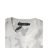 Dolce & Gabbana Men's White Gray Camouflage Cotton Crew Neck T-shirt - 46 IT thumbnail