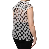 Dolce & Gabbana Women's White Black Polka Dot Cotton Sleeveless Top - 40 IT thumbnail