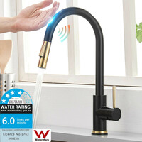 2023 Brushed Gold Spout Matte Black pull out with spray function kitchen mixer tap faucet thumbnail