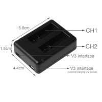 Usb Dual Battery Charger for Xiaomi Xiaoyi Ii 4k Camera thumbnail