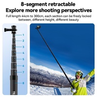 3m Carbon Fiber Selfie Stick Monopod for Action Cameras - 1 / 4 Screw thumbnail