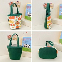 Cartoon Graffiti Bento Bag - Cute Canvas Handbag - Model 1 Green thumbnail