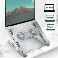 Foldable Laptop Cooling Stand with Ambient Light - Silver thumbnail