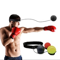 Indoor Boxing Reflex Training Ball With Headband - Black Pu Speed Ball - Rubber Ball Red thumbnail