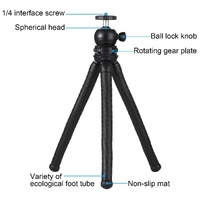Flexible Mini Octopus Tripod with Ball Head and Phone Clamp for Slr Cameras Gopro and Cellphones thumbnail