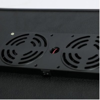 Portable Laptop Desk with Fan & Mouse Board - Aluminum Alloy Folding & Heightening - Black thumbnail
