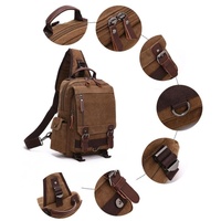 Khaki Canvas Chest Bag For Outdoor Travel Messenger Style thumbnail
