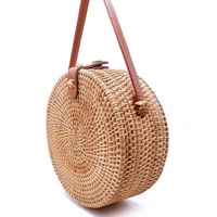 Handmade Rattan Bag With Buckle Bowknot Design Perfect For Autumn And Beach Days 20X20X8Cm thumbnail