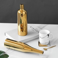 Gold Plated Ceramic Flower Vase - Desktop Decorative Three-piece Set thumbnail