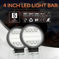 2 Pcs 4 Inch 15W Spot / Flood Light White Light Round - Shaped Waterproof Car Suv Work Lights Spotlight Led Bulbs Dc 9 - 30V thumbnail