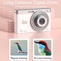 4k 8x Optical Zoom Telescopic Lens Digital Camera - Includes Card Reader & Wiper - Pink thumbnail