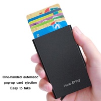 Automatic Pop Up Metal Wallet with Card Holder Black thumbnail