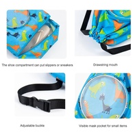 Blue Waterproof Drawstring Beach Bag L Size For Kids Wet & Dry Separation Shoulder Strap - Tibetan S thumbnail