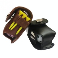 Leather Golf Ball Waist Pouch - Portable Tee Bag for Sports - Black thumbnail