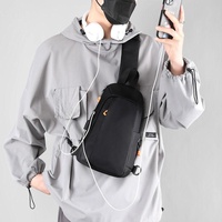 Waterproof Sports Chest Bag One Shoulder Diagonal Bag Black thumbnail