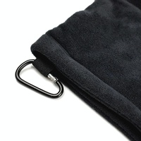 Grey Microfiber Golf Ball Cleaning Towel with Carabiner Hook thumbnail
