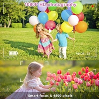 180-degree Flip-screen Cartoon Digital Camera with Stand 2.4-inch 1080p Hd - Violet thumbnail