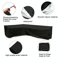 215x215x87cm Black Outdoor Corner Sofa Table Cover for Garden Furniture thumbnail