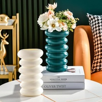 Imitation Glaze Porcelain Spiral Vase for Wet & Dry Flower Arrangements - Dark Green thumbnail