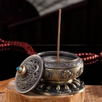 Medium Eight Treasure Incense Burner Decoration - Perfect for Home - Gold thumbnail