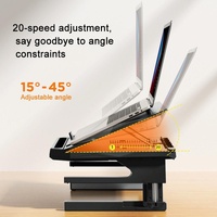 Foldable Aluminum Laptop Stand - Double Layer Heightening Bracket Black thumbnail