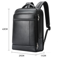 Large-capacity Business Laptop Backpack with Usb & Type-c Port - Black First-layer Cowhide thumbnail