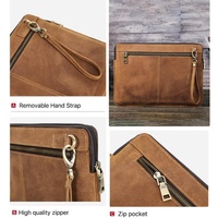 14.2 Inch Leather Laptop Sleeve for Macbook Pro - Black - Brown thumbnail