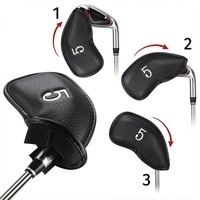 Versatile 12-piece Golf Club Cap Set in Black Pu Leather with Litchi Texture thumbnail