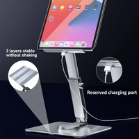 Portable Telescopic Desktop Phone Stand - Foldable & Rotating - Silver thumbnail