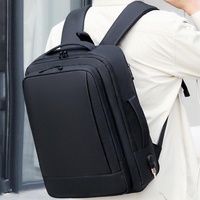Waterproof Expandable Laptop Backpack with Usb Port - Black thumbnail