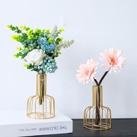 Black Wrought Iron Hydroponic Glass Flower Decoration - no Fake Flowers - Gold thumbnail
