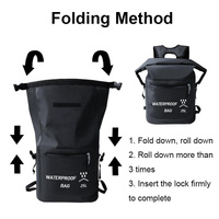 25L Waterproof Beach Bag For Swimming And Upstream Activities Black thumbnail
