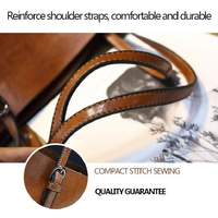 Stylish All-match Leather Handbag - Wax Finish - Wine Red thumbnail