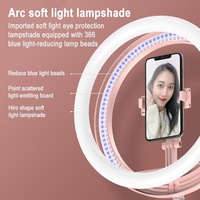11 Inch Beauty Selfie Light With Desktop Bracket For Live Broadcast And Floor Use - Black thumbnail