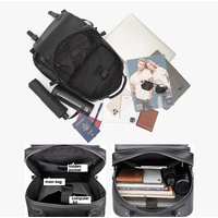 Men Black Cowhide Leather Backpack for Casual Business with Laptop Compartment thumbnail
