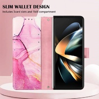 Marble Leather Flip Case for Samsung Galaxy z Fold 4 - Pink Purple Gold Ls001 thumbnail