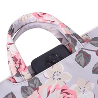 13 Inch Laptop Case Bag with White Rose Pattern and Handle - Blue thumbnail