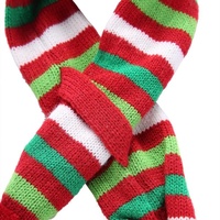 Dog Scarf Christmas Pet Accessories Winter Warmth Pet Scarf - Size M Red And Green Stripes thumbnail