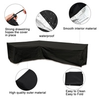 Waterproof Outdoor Corner Sofa Cover - 286x222x82cm - Black thumbnail