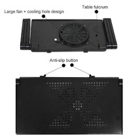 Adjustable Foldable Laptop Stand with Fans & Mouse Pad - Portable Aluminum Alloy - Black thumbnail