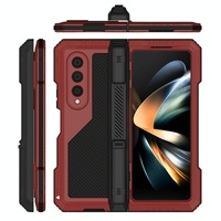 Waterproof Metal Phone Case with Folding Holder for Samsung Galaxy z Fold 4 - Red thumbnail
