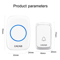 Wireless Waterproof Music Doorbell - 1 To 1 Battery Type - White thumbnail