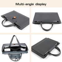 Portable Laptop Inner Bag with Elastic Thread Button - Brown thumbnail