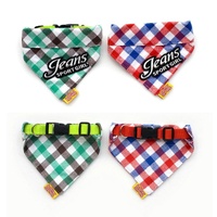 Pure Cotton Plaid Dog Scarf Small And Medium-Sized Dog Saliva Towel - Size S 20-30Cm - Green thumbnail