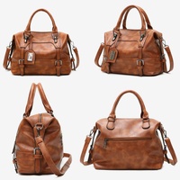 Soft Faced Casual Handbag - Large Diagonal Shoulder Bag - Pink thumbnail