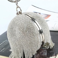 Crystal Tassel Clutch for Weddings and Parties - Gold Crystal Bag thumbnail