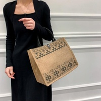 Simple Linen Tote Bag with Large Capacity - Style Print - Semicircle thumbnail